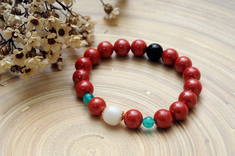 一切順遂  女士水晶手鍊 || 珠砂 和田玉 黑瑪瑙 藍瑪瑙 - 手鍊/手環 - 半寶石 