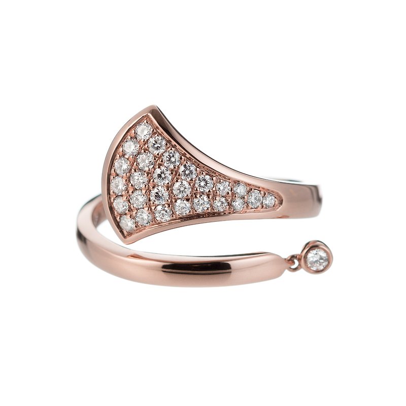 佛朗明哥玫瑰金鑽石戒指 - 戒指 - 寶石 紅色