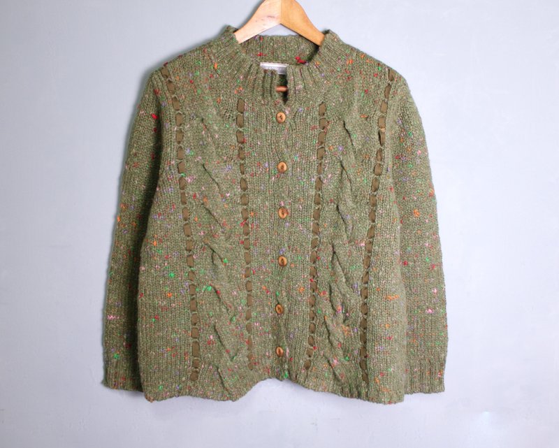 FOAK モスグリーン混色ヴィンテージウーブンウールコート - ニット・セーター - ウール 