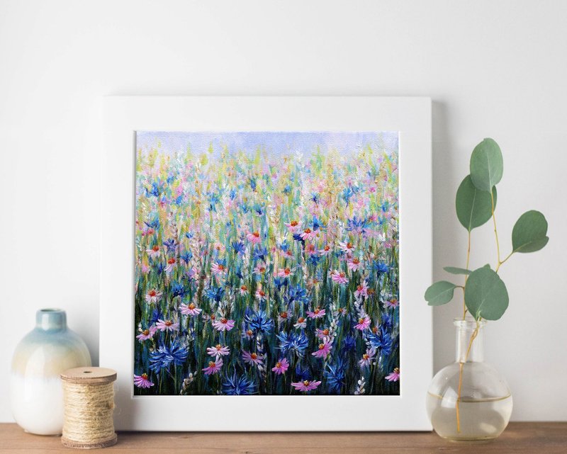 【Spring Meadow】Limited Edition Art Print. Flower Field Landscape Painting. - โปสเตอร์ - กระดาษ 