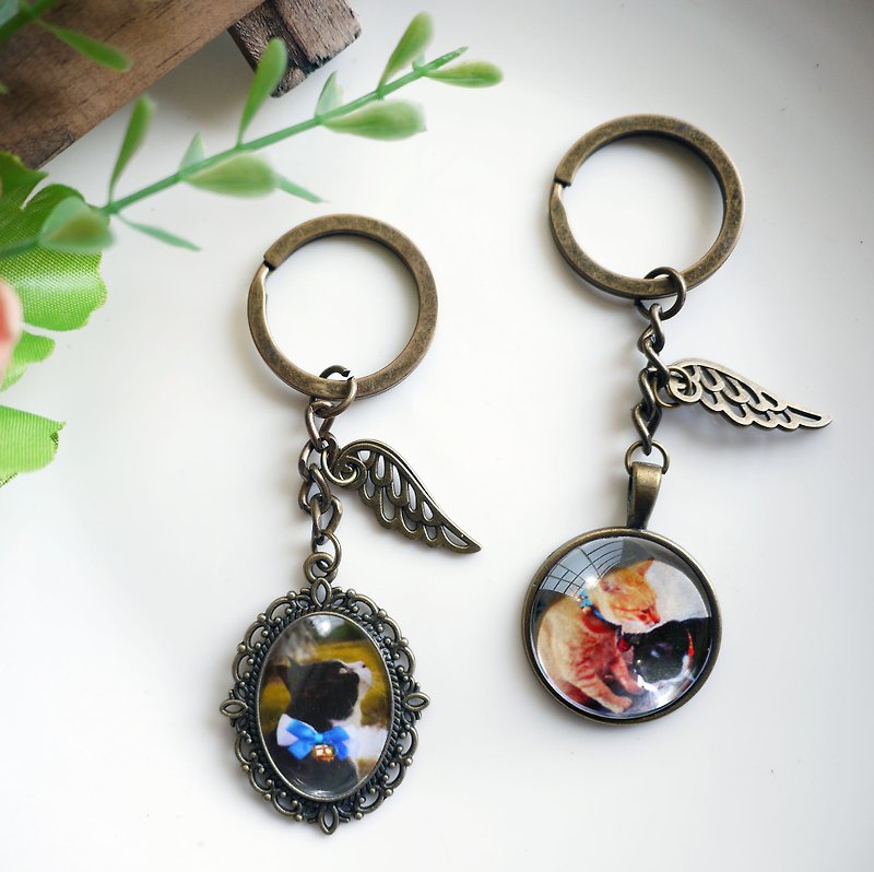 [Custom photo] Graduation Season Time Gemstone Keyring-Eternal Angel Style / 25mm / Single Side - Collar Necklaces - Other Metals Red