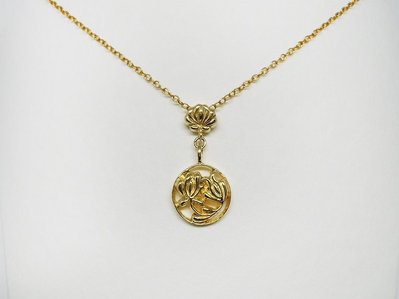 ハンガリーの刺繍花と丸の揺れる華やかネックレスYG plated - 項鍊 - 其他金屬 金色