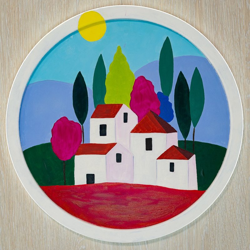 Italian stained house painting, wall panels, for home decor and gifts - 壁貼/牆壁裝飾 - 棉．麻 咖啡色