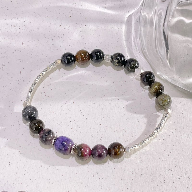 manas intellectual world amethyst | tourmaline | s925 sterling silver accessories | crystal bracelet A2417 - สร้อยข้อมือ - คริสตัล สีม่วง