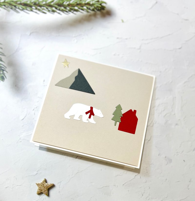 [DIY handmade] Polar bear Christmas card in the snow/DIY material package with gift packaging - Wood, Bamboo & Paper - Paper 