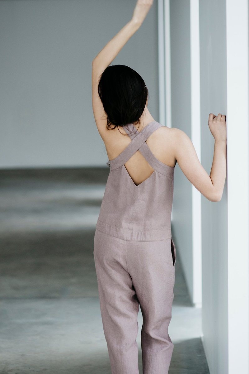 Linen Jumpsuit Motumo 15K5 - 工人褲/吊帶褲 - 亞麻 多色