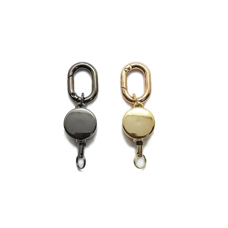 Engravable easy-pull buckle ID card holder Youyou card identification card holder telescopic buckle key ring spring buckle - เชือก/สายคล้อง - โลหะ 