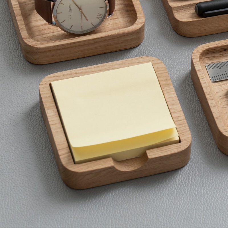 Wooden Sticky Notes Holder OakyBlocks - กล่องเก็บของ - ไม้ สีนำ้ตาล