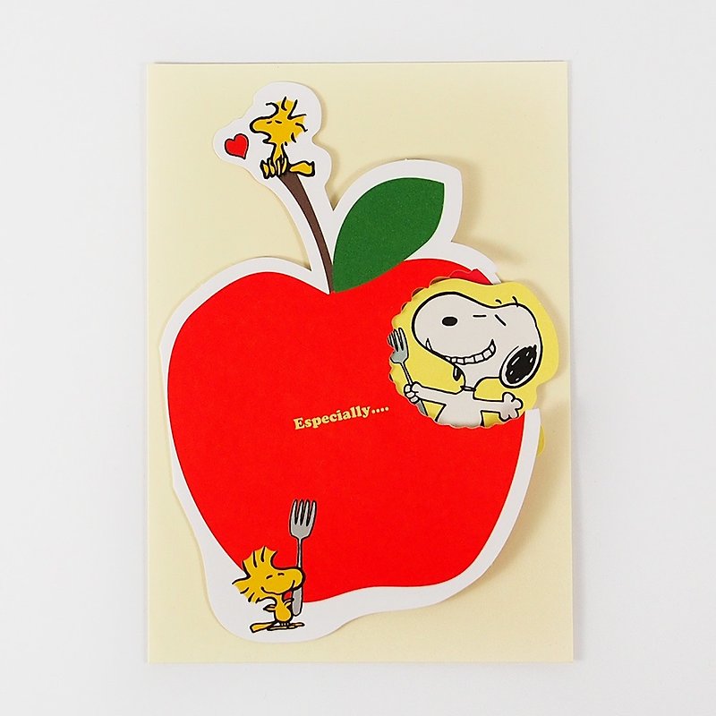 Snoopy Apple was eaten by me [Hallmark-Peanuts Snoopy - Stereo Card] - Cards & Postcards - Paper Red