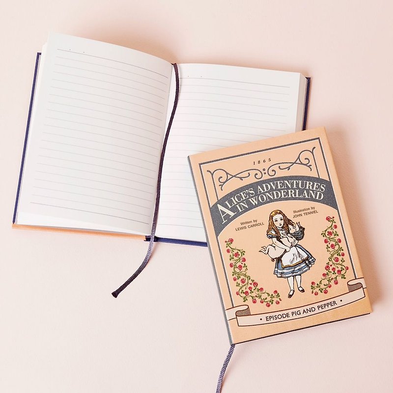 Design-Lovely Classic Fairy Stripe Hardcover - Alice and Baby Pig, 7321-09677 - สมุดบันทึก/สมุดปฏิทิน - กระดาษ สึชมพู