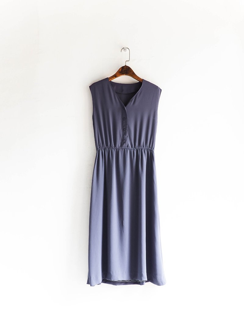 Heshui Mountain - Dusk gray tune rose totem antique seamless silk dress dress overalls oversize vintage dress - ชุดเดรส - เส้นใยสังเคราะห์ สีม่วง