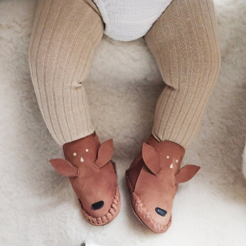 荷蘭 Donsje 真皮內刷毛動物造型靴 寶寶鞋 棕色小鹿 517-KL006 - 童裝鞋 - 真皮 咖啡色
