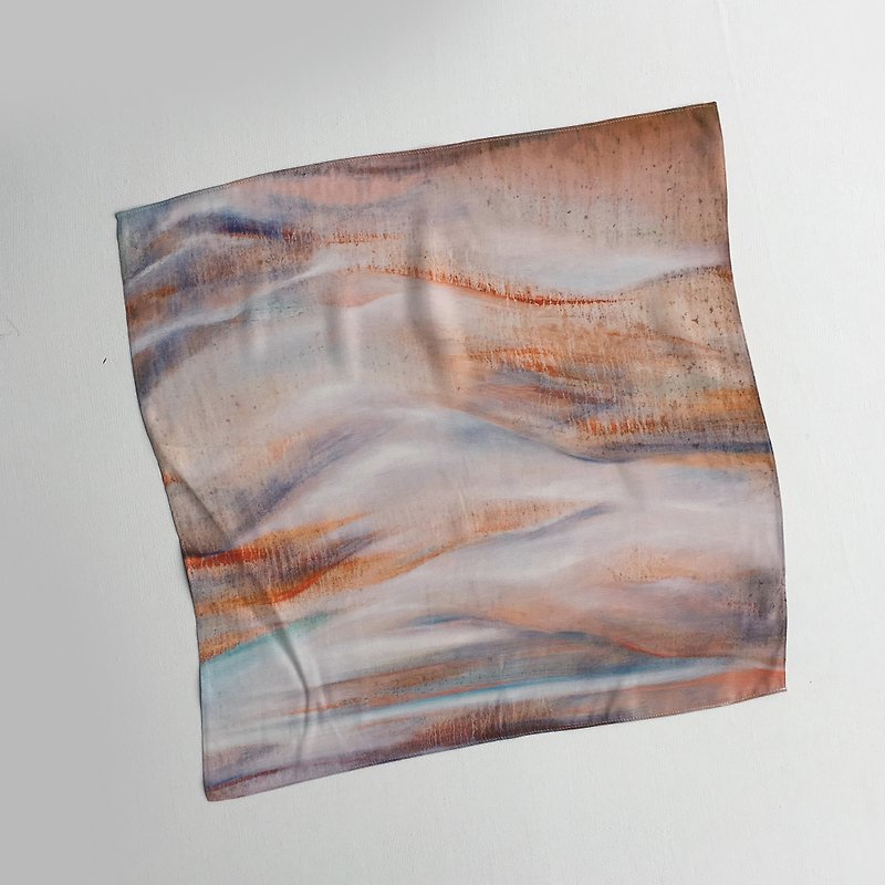 橙色雲海藝術方帕之一 - 絲巾 - 絲．絹 