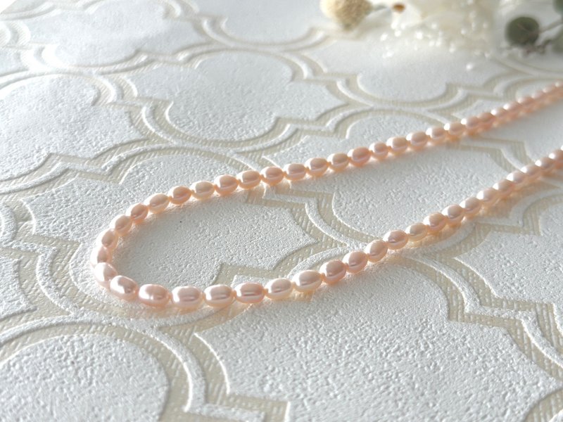 14kg Sakura color necklace Pink Freshwater pearl Sakura pearl necklace Freshwater pearl Handmade - สร้อยคอ - วัสดุอื่นๆ สึชมพู