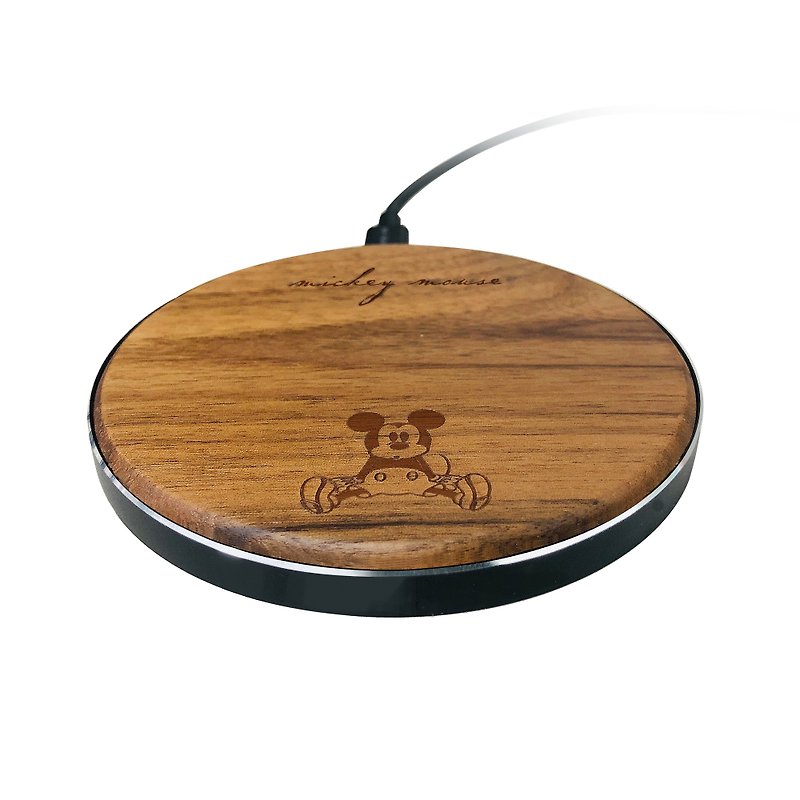Limited special offer (original price 1280 yuan) InfoThink Mickey series walnut wireless charging stand - Phone Accessories - Wood Brown