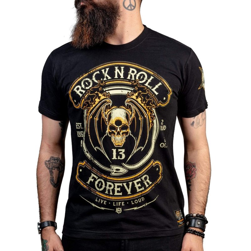 Rock N Roll Forever 永恆搖滾 T 恤 - 男 T 恤 - 棉．麻 黑色