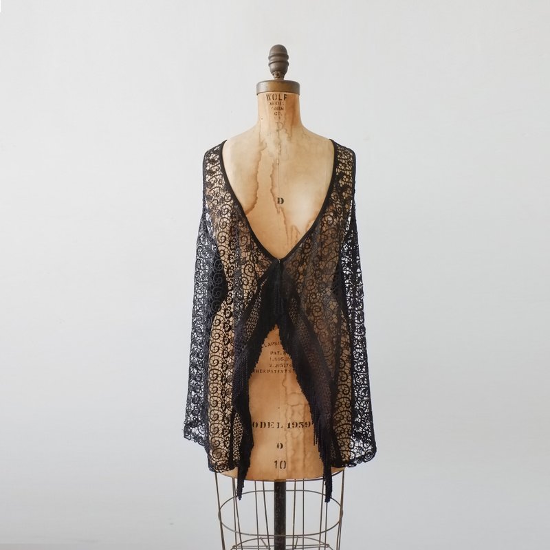 Vintage 70s Boho Crochet Vest - Women's Vests - Polyester Black