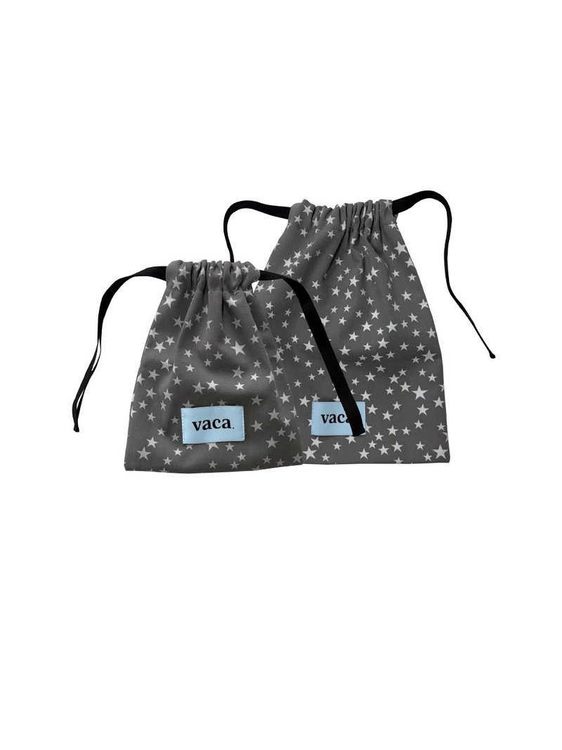 STAR STRING POUCH (GREY)_M SIZE - Toiletry Bags & Pouches - Cotton & Hemp Gray