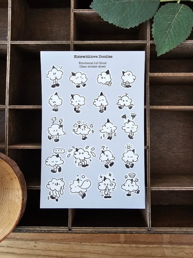 Emotional Lil Cloud Sticker Sheet - 貼紙 - 其他材質 多色