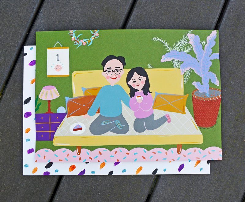 Customized 4-person portraits for couples and pets/Birthdays/Family photos/Christmas/Mother’s Day/Anniversaries - Customized Portraits - Paper Multicolor