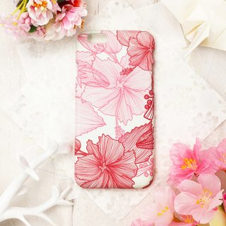Mulberry hibiscus pattern-blooming red iPhone original mobile phone case/protective cover