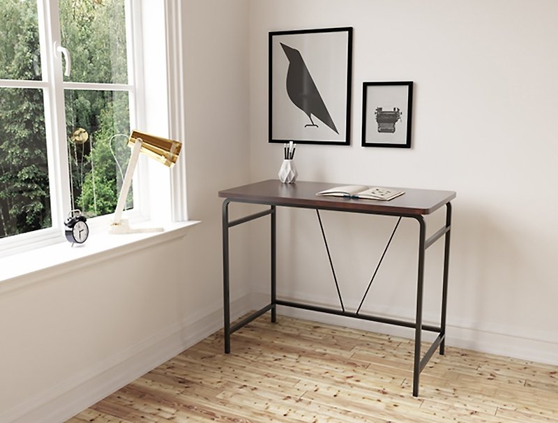 Linear minimalist deep wood desk - เฟอร์นิเจอร์อื่น ๆ - ไม้ สีดำ