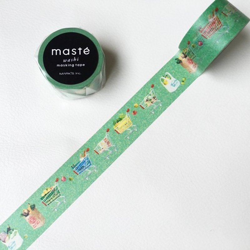 maste 和紙膠帶 Multi Amazing Life【購物車 (MST-MKT162-E)】 - 紙膠帶 - 紙 綠色