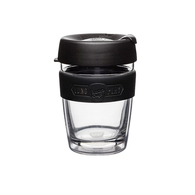 KeepCup LongPlay -Twin Wall Glass Cup M - Black - แก้วมัค/แก้วกาแฟ - แก้ว สีดำ