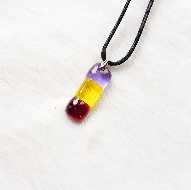 Play color necklace -C purple yellow red - สร้อยคอ - แก้ว หลากหลายสี