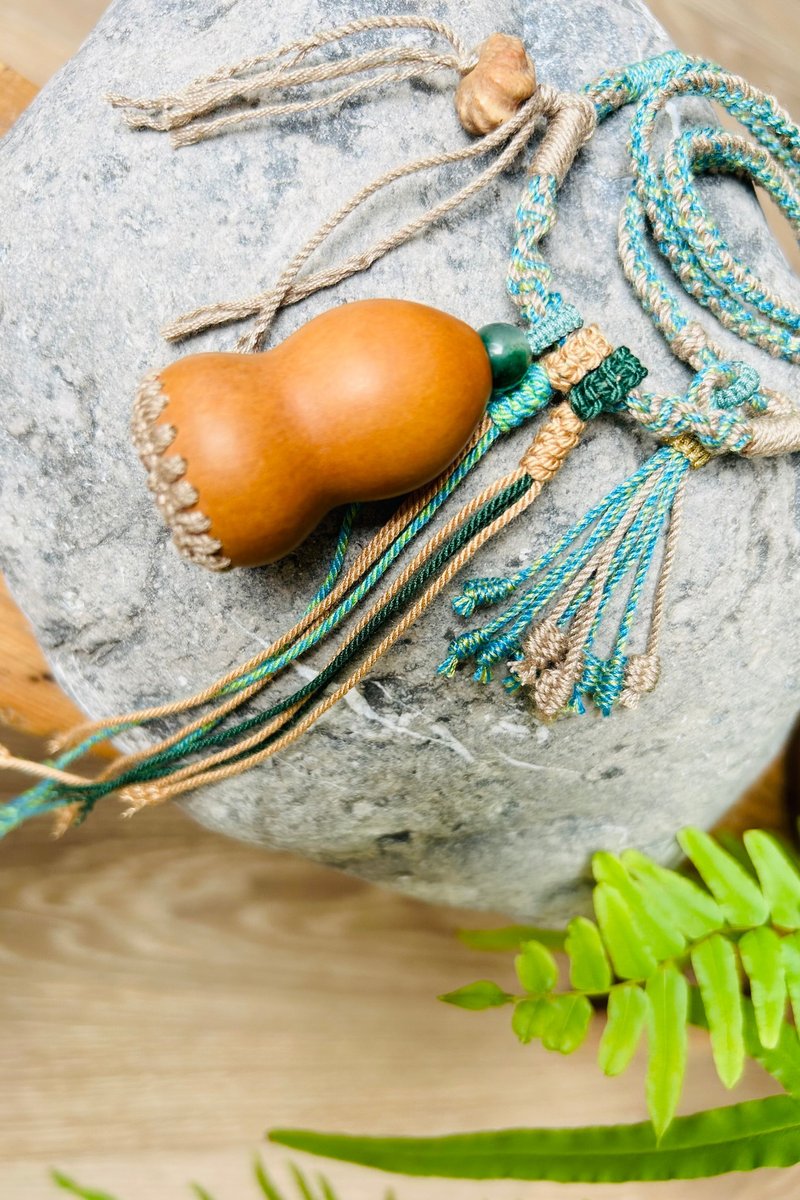 No.8-Original & Natural Small Gourd Pendant Necklace | Fully Handmade Tibetan Kumihimo| Good Luck and Blessings - Necklaces - Plants & Flowers 