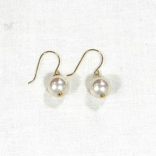 K18 GOLD】18金 8mm 泉州 貝パール フック ピアス 18KP10 6月誕生石