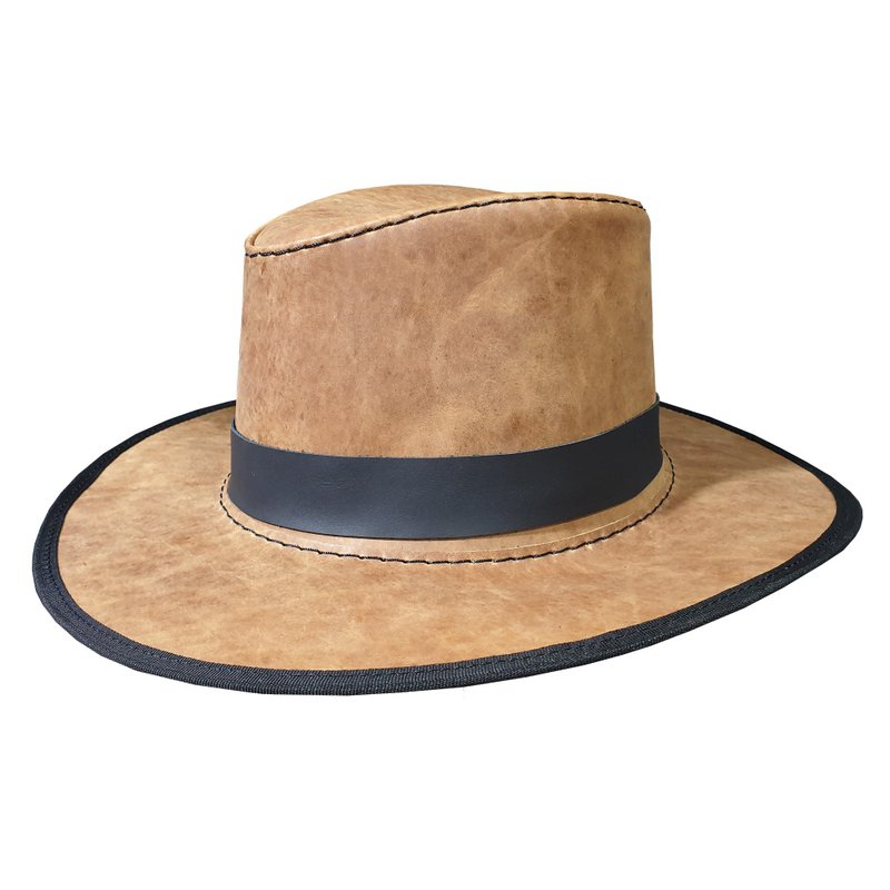 Indiana Jones Cowboy Leather Hat - 帽子 - 真皮 咖啡色