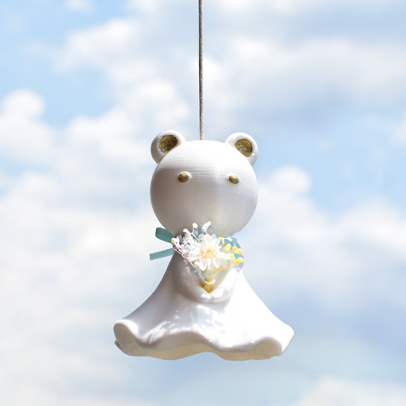 熊の Teru Teru Bozu - 裝飾/擺設  - 塑膠 白色