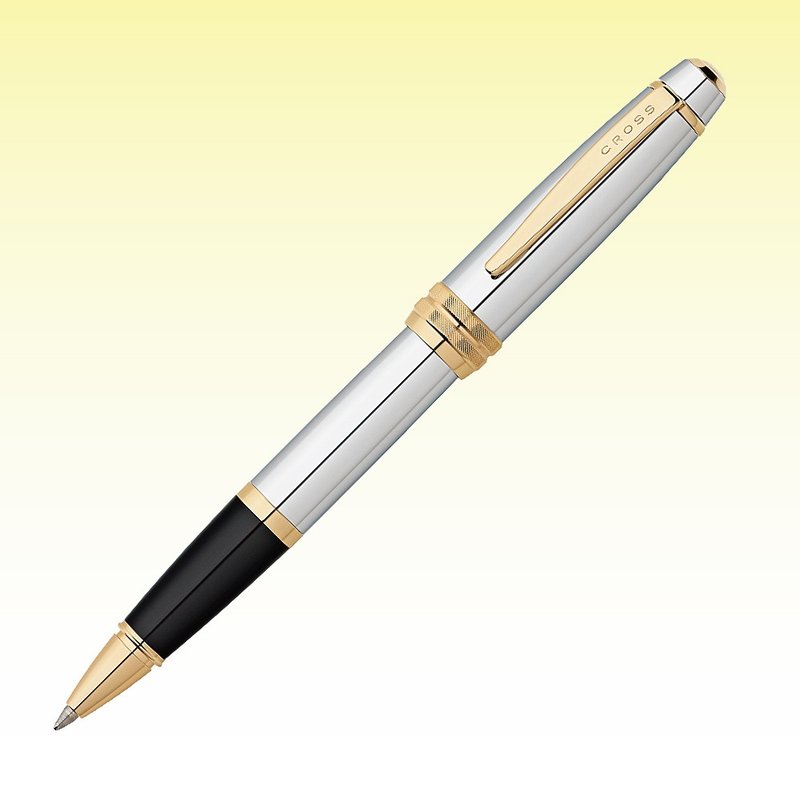 CROSS Bailey series gold chrome ball pen free engraving (original genuine) - ไส้ปากกาโรลเลอร์บอล - โลหะ สีเงิน