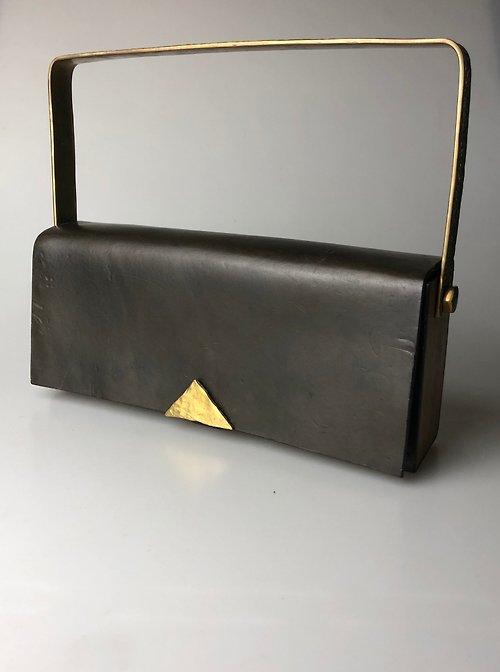 simple leather 【單品集】深墨綠色手工錘紋手拎包