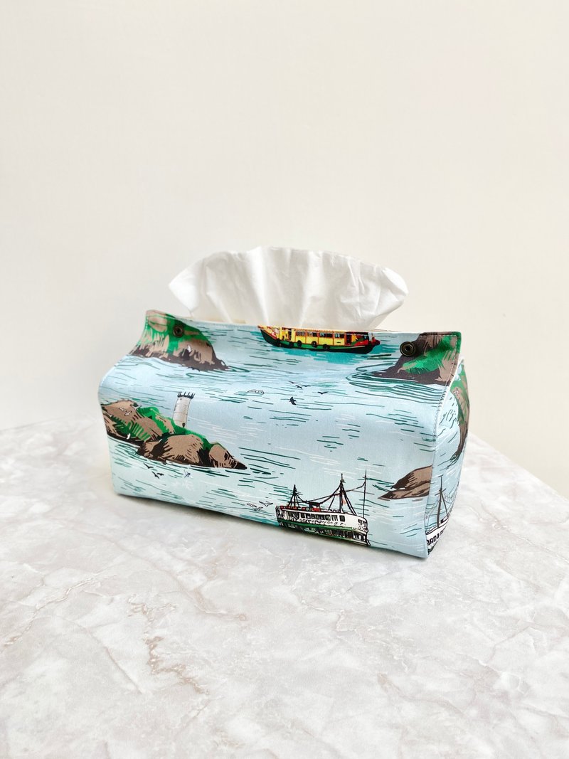 Fabric tissue box cover - Tissue Boxes - Cotton & Hemp Blue