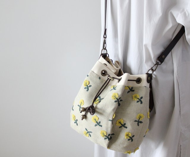 mina perhonen drawstring bag skip yellow - Shop Litta Messenger Bags &  Sling Bags - Pinkoi