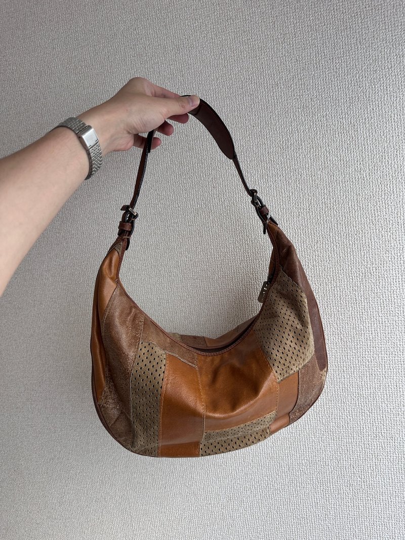 中古包 DIOR 迪奧 焦糖拼皮 Hobo 腋下包 - 手提包/手提袋 - 真皮 咖啡色