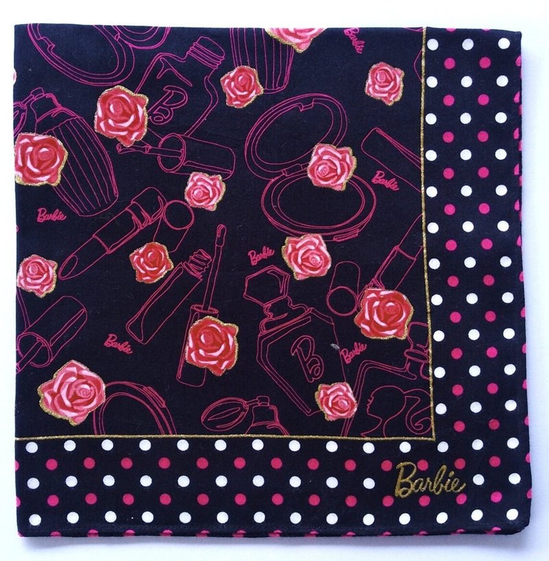 Barbie Vintage Handkerchief Women Handkerchief Roses Perfume 18.5 x 18.5 inche - Handkerchiefs & Pocket Squares - Cotton & Hemp Black