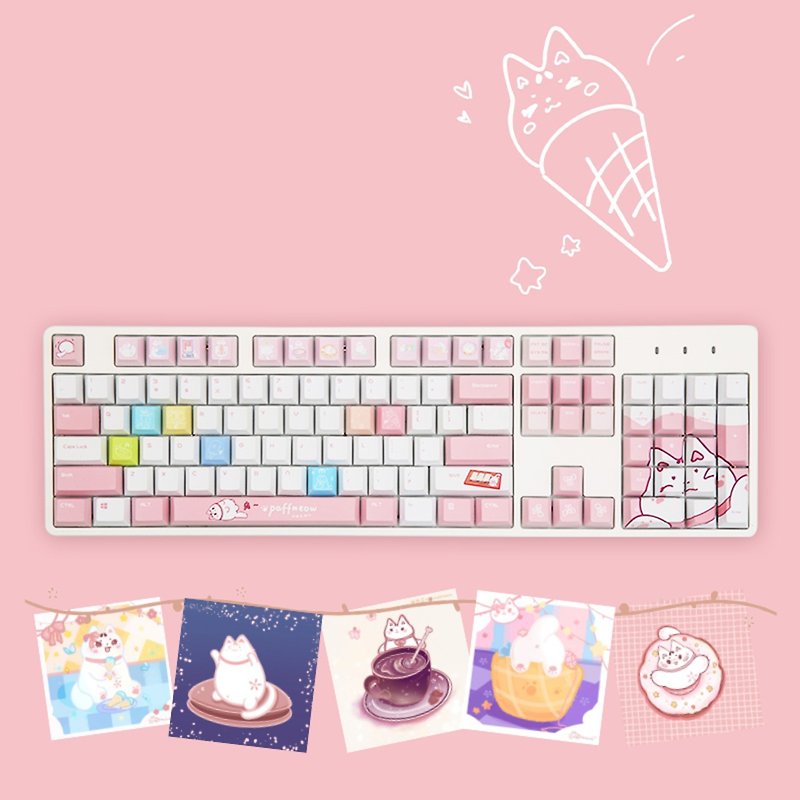 [Free Shipping] Fat Fu Meow Wronged Leopard Joint Mechanical Keyboard Ai Stone FE104 - Computer Accessories - Other Materials Multicolor