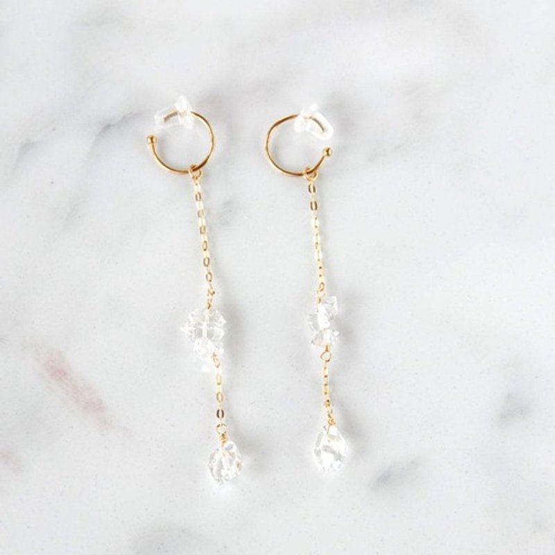 K10YG/ Herkimer diamond ear cuff (hoop) Clip-On - ต่างหู - เครื่องเพชรพลอย 