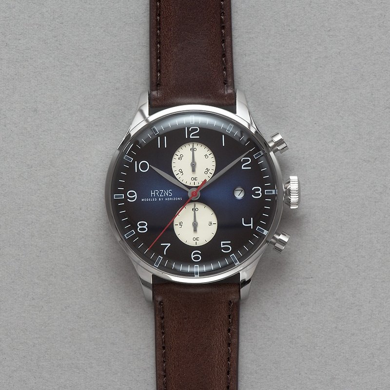 Azure CH-41 Neptune Chronograph Watch | BUTTERO Belt or Steel Strap - นาฬิกาผู้ชาย - สแตนเลส สีน้ำเงิน