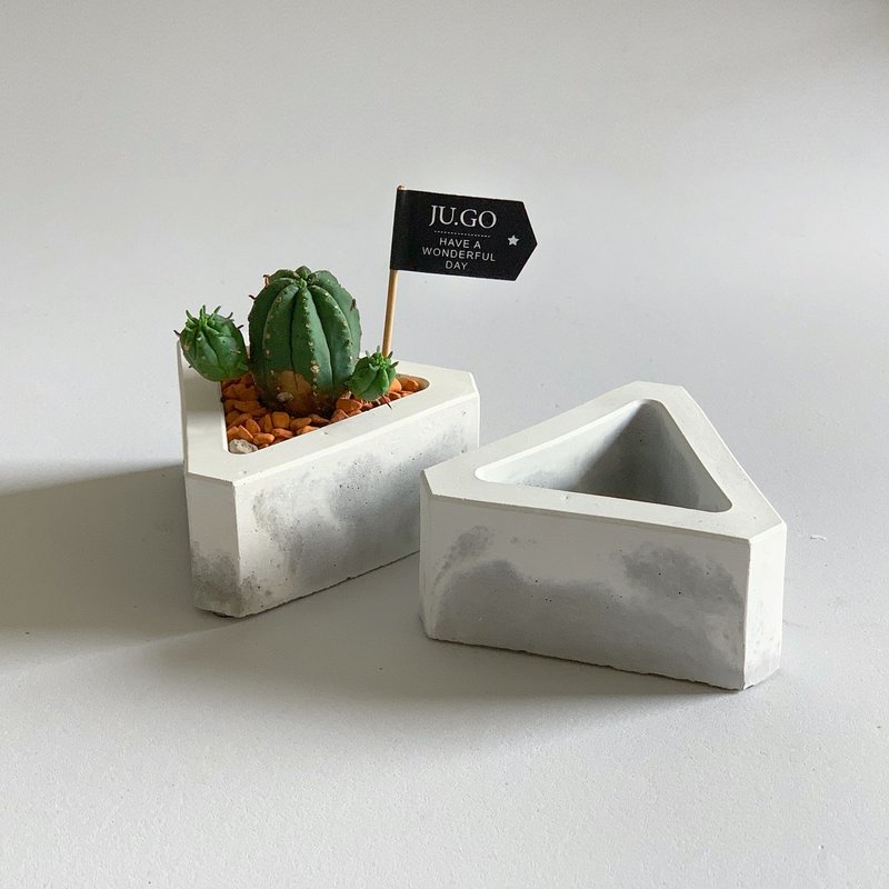 [Buy pots to send plants] Triangular Cement potted plants @JU多肉 - Plants - Cement Gray