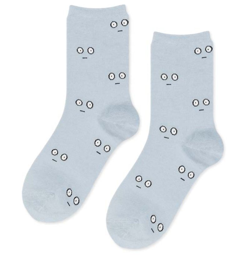 Sc. GREEN Lifestyle Big Eyes Socks / Socks / Comfort Socks / Womens Socks - ถุงเท้า - ผ้าฝ้าย/ผ้าลินิน สีน้ำเงิน