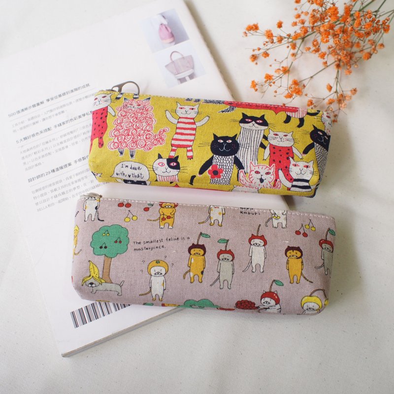 Pen bag three-dimensional pencil bag storage bag funny cat - Pencil Cases - Cotton & Hemp 