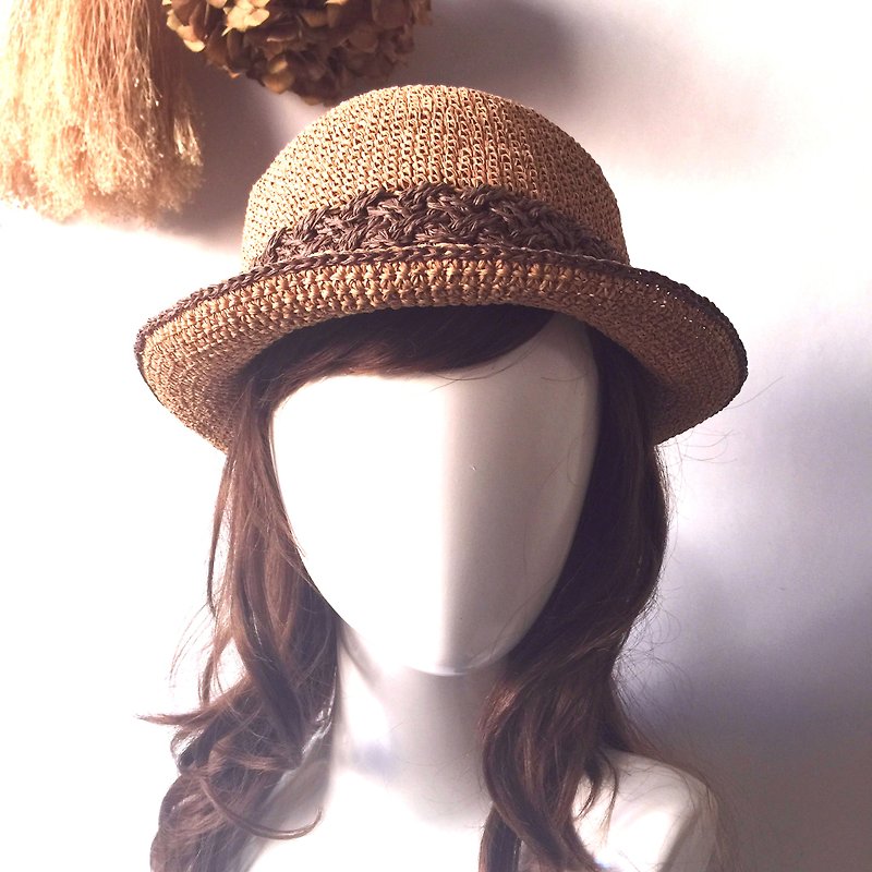 Life test questions hand weaving shade 㡌 / paper pull Philippine straw hat / straw hat / hand cap〗 〖jump house crazy hand - Hats & Caps - Paper Khaki