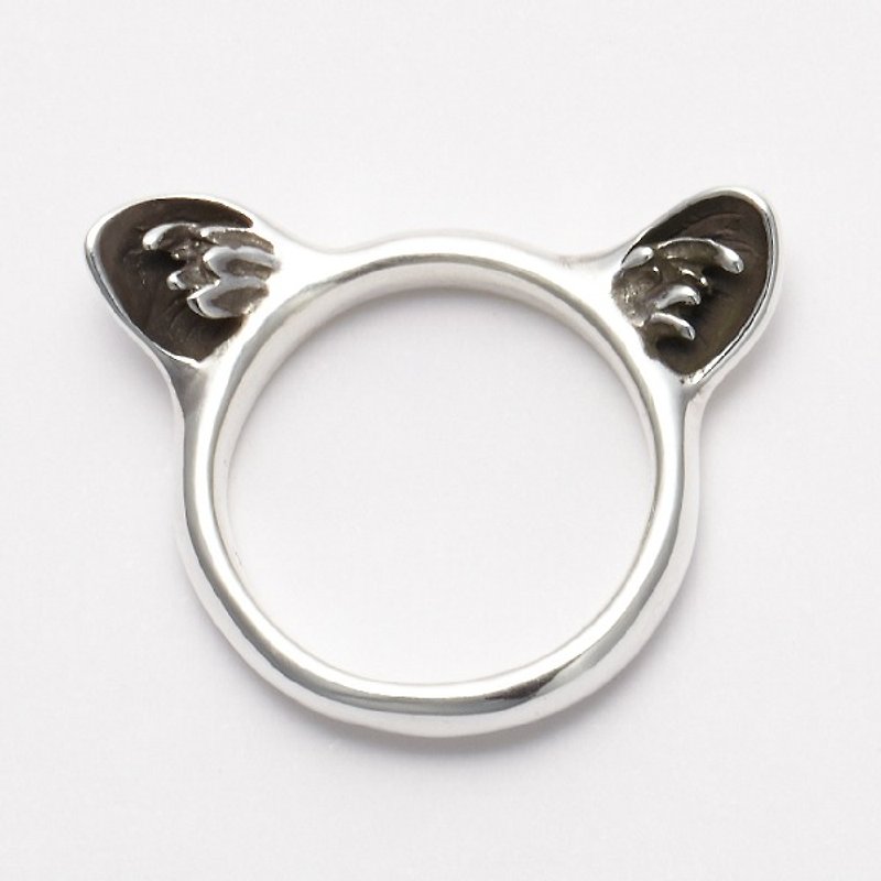Ear hair fluffy cat ear ring / silver925 - แหวนทั่วไป - โลหะ สีเงิน