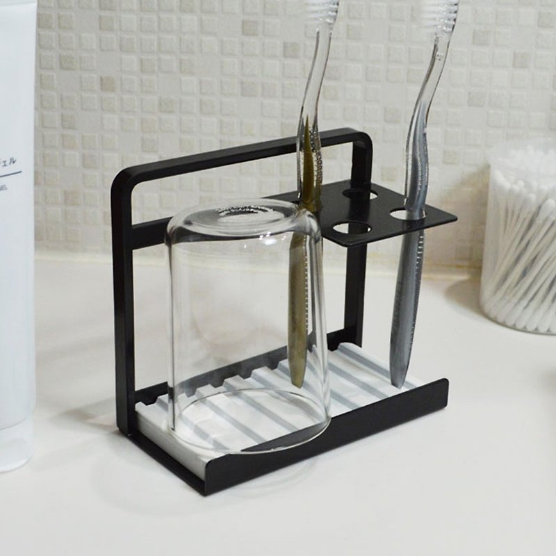 Japan COLLEND Steel Toothbrush Rack with 4 Slots (With Diatomaceous Earth Pad) - 2 Colors Available - Shelves & Baskets - Other Metals Black