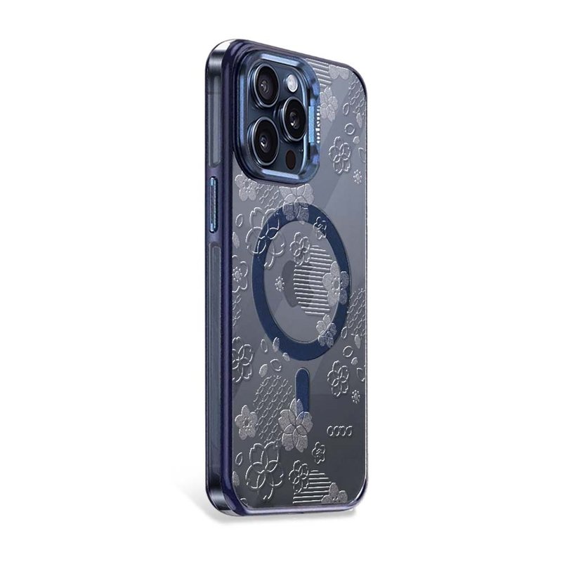 iPhone15/14 Pro embossed shock-proof dual-material anti-yellowing magnetic metal frame case-Showa Sakura - เคส/ซองมือถือ - วัสดุอื่นๆ หลากหลายสี