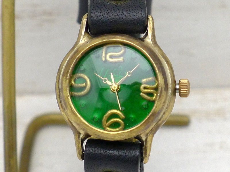 305B GR Lady on Time-B GR / BR Lady's Brass Handmade Watch - Women's Watches - Copper & Brass Green